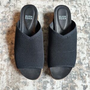 Eileen Fisher Womens‎ Black Flatform Sandals 8 Medium